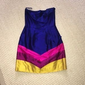 Smith Colorblock Silk Cocktail Dress